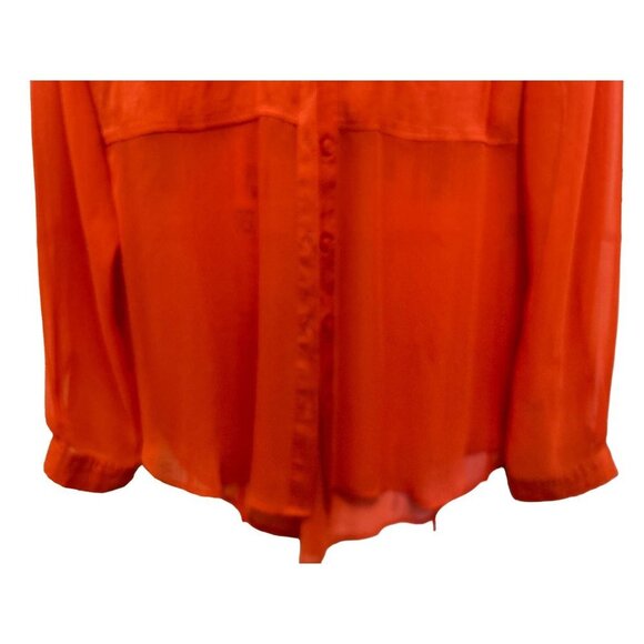 Women's Med Free People Sheer Luck Shirt Rust Orange Long Sleeve - Picture 4 of 10